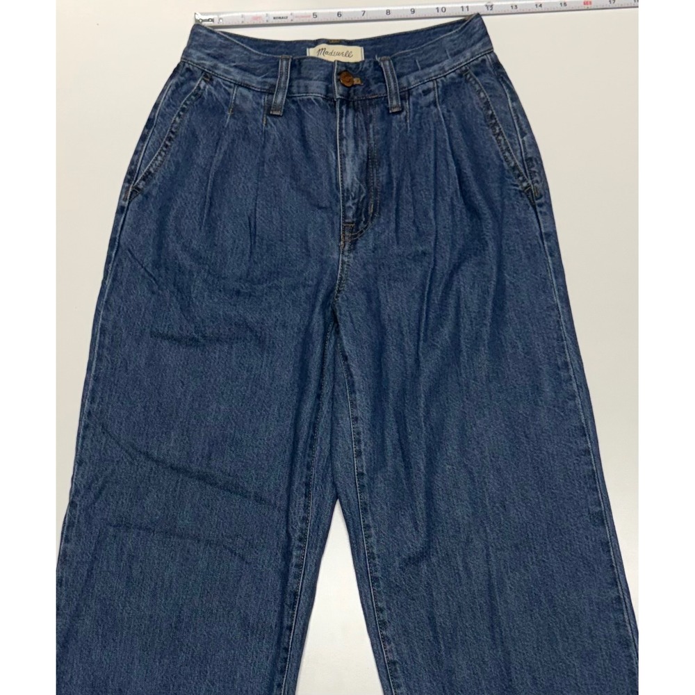 Madewell Baggy Straight Jeans Pleated High Rise Medium‎ Wash Denim 23 - Picture 2 of 6